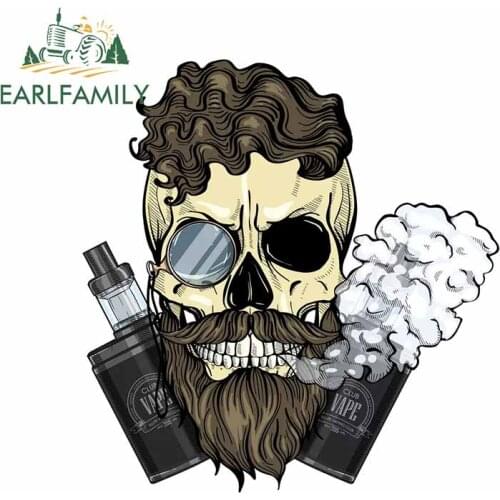 EARLFAMILY 13cm x 12.5cm For Color Hipster Skull DIY Car Stickers Sunscreen Decal Air Conditioner Trunk Windows Decoration