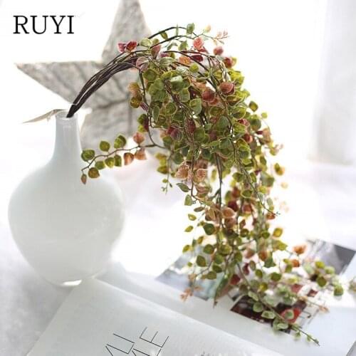 Gold and silver leaves artificial plants long vine green home scene decoration wedding fake accessories