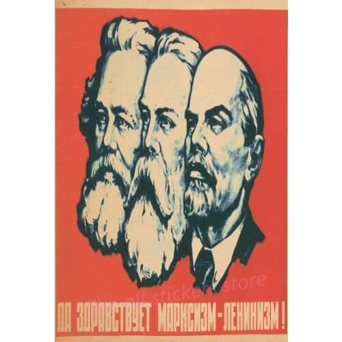 Lenin, Engels and Marx in Leningrad Soviet Retro Vintage Poster Decorative Stickers Home Posters Art Bar Decor Gift