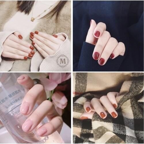 Multiple trend brick red red bean cherry cream pink pure color UV gel false nails bride cute gel full nail tips short fake nails