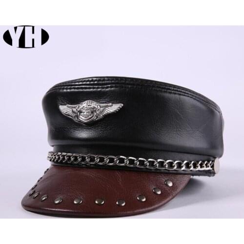 2018 Brand Mans Real Cowhide Leather baseball hat men Spring autumn winter casual bone cap adjustable real leather headwear