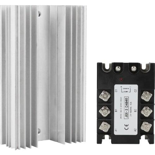 A set 25A 40A DC-AC three phase solid state relay mudule with matched radiator control Voltage 3-32VDC output voltage 24-480VAC