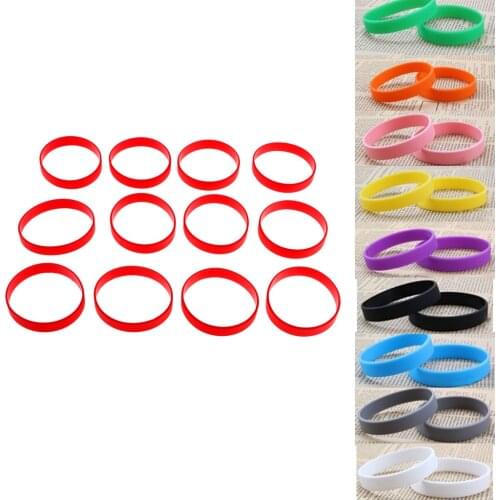 Set of 12 (Dozen) Blank Wristbands Silicone Wrist Bands Rubber Bracelets Run Sport Basketball Bangle Strap Cuff