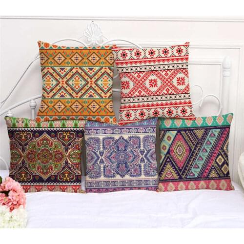 Throw Pillow Cases Bohemian Aztec Pattern Boho Cushion Cover 45x45cm Home Living Room Decoration Linen/Cotton Pillowcover Decor