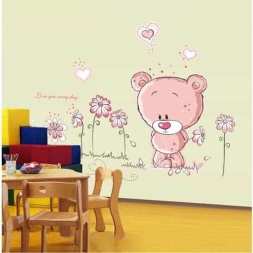 Wallpaper Removable Large Size Vinyl Wall Sticker lovely Cartoon Bear Cute Bear For Kids Baby Child Living Room Home Decor Art