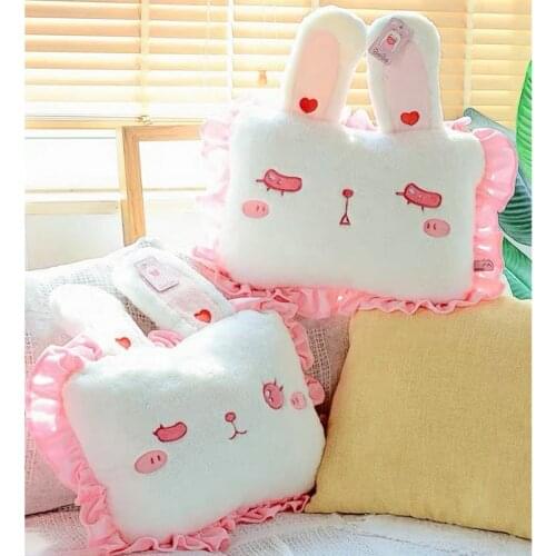 Lolita Bunny Sleeping Pillow Adorable Rabbit Stuffed Throw Pillow for Girl Room Bed Decor Bunny Princess Gift for Girl Children