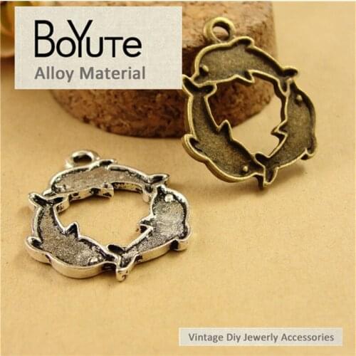 BoYuTe (50 Pieces/Lot) 22*27MM Antique Bronze Silver Plated Zinc Alloy Dolphin Charms Pendants for Jewelry Findings Accessories