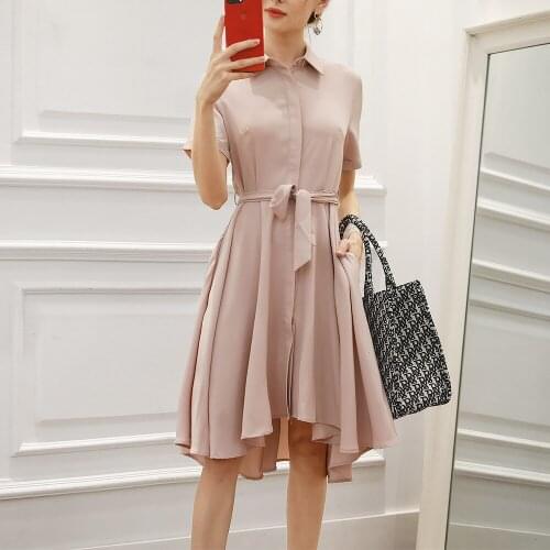 Professional dress summer 2021 new temperament commuter womens formal dress short-sleeved shirt dress elegant party