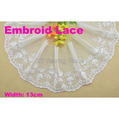 13cm width Cotton embroid lace sewing ribbon guipure trim or fabric warp knitting DIY Garment Accessories free shipping#3334