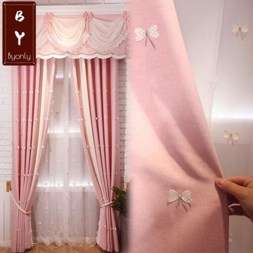 CHILDRENS Room Minimalist Modern GIRLS Heart Princess Style Butterfly Embroidery Curtains for Living Dining Room Bedroom