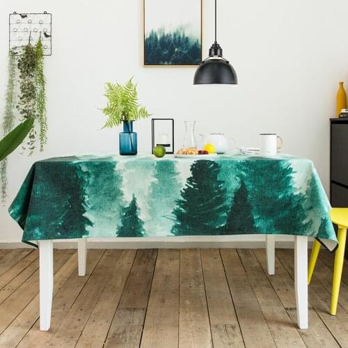 Nordic green forest plant tablecloth dining table covers thick dressing table cloth home kitchen banquet party decoration