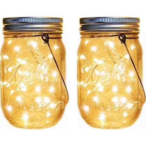 2pcs Glass Solar Mason Jar 2m 20 leds Garden Decor Christmas Lights Outdoor Wedding Decor 1m 10 leds 1pcs Lighting Hanging Lamp