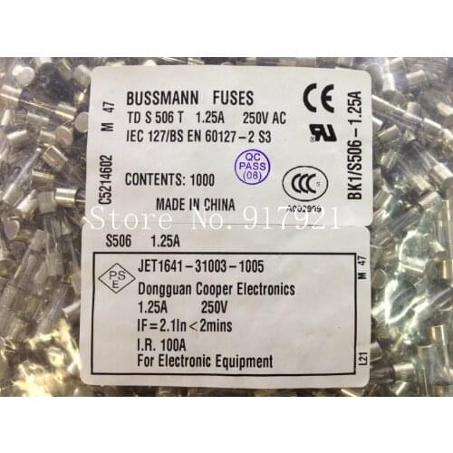 [ZOB] The United States Bussmann BK1/S506-1.25A 250V 4X20 BUSS TDS506T glass tube fuse --200pcs/lot