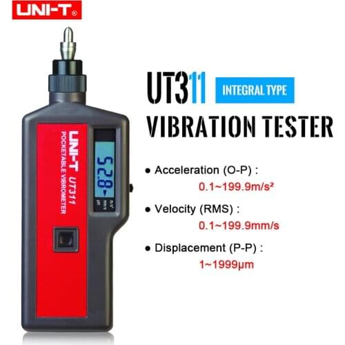 UNI-T UT311 Vibration Tester LCD Vibration Analyzer Tester Vibrometer with Acceleration Sensor Vibration Frequency Displacement