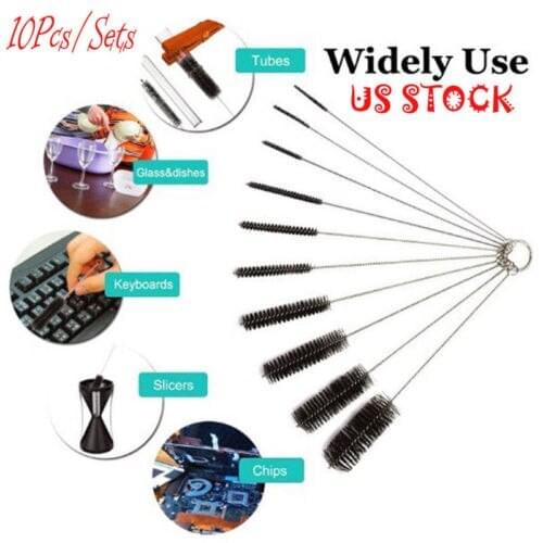 USA 10 Nylon Cleaning Brush Test Tube Bottle Straw Washing Cleaner Bristle Kit