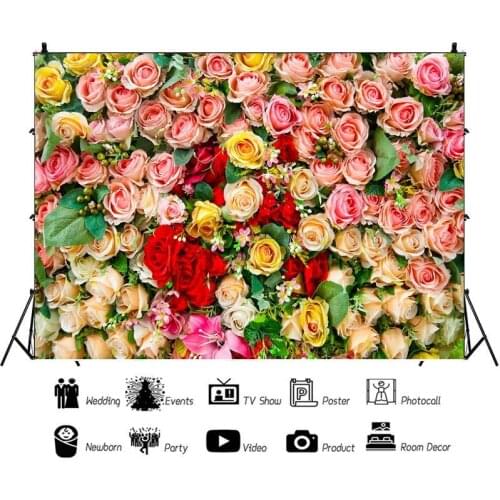 Various Roses Flower Wall Portrait Photography Backdrop Wedding Ceremony Party Photo Background Vinyl Photocall Booth Props