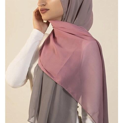 High Quality Scarf Soft Lightweight Breathable Georgette Shawl 2 color tone Ombre Gradient Chiffon Scarves Hijabs hijab