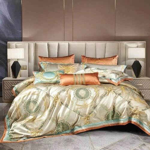 High-end Delicate Jacquard Bedding Set Luxury Satin Cotton Duvet Cover set Queen King 4/10/12Pcs Flat Sheet Bedspread Pillowcase