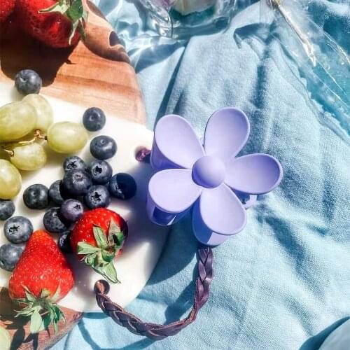 New Candy Color Big Flower Hair Claw Clip Matte Solid Colors Hair Clip For Women Party Fashion Hair Accessories Horsetail Holder