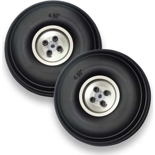1 Pair Of Fixed Wing RC Airplane PU Wheels With Aluminum Hub 4.5" / 114.3mm