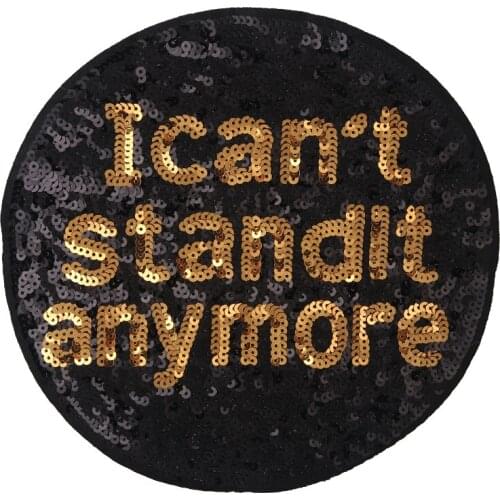 1Piece English Letters Patches Embroidery Iron On Gold Patch Clothing DIY Stickers Sew On Clothes Denim Jacket Sequin Appliques