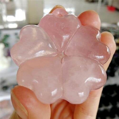 1 pc natural pink rose quartz crystal carved flower statue for chakra healing crystals and stones specimen flower