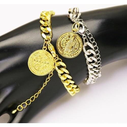 10 Pieces Flat 6mm chain Bracelet Fashion Round charms Bracelet Punk hip pop jewelry Bracelet 7352