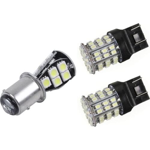 1157 P21W BAY15D 5050 18 SMD LED Tail Brake Stop Light Bulb White with 2X T20 7440 7443 64 SMD White 6000K Lamp 12V