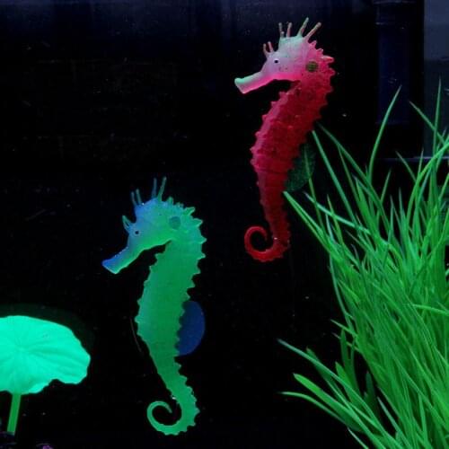 120pcs Glowing Luminous Effect Sea Horse Silicone Hippocampus Aquarium Artificial Fish Tank Ornament Decoration ZA6383