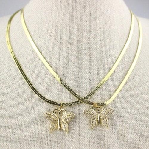 16inch 10pcs/lot New design cz charm necklace,butterfly shape cubic zircon component jewelry,popular plated necklace wholesale