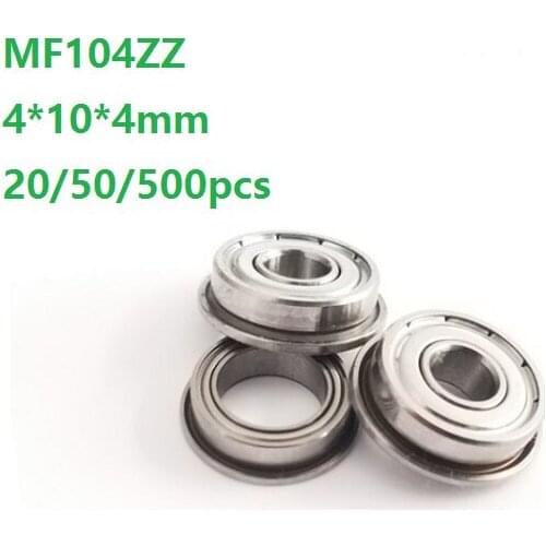 20pcs/50pcs/500pcs MF104ZZ MF104 ZZ MF104-ZZ Mini Flange Bearings 4x10x4mm Deep groove Ball Bearing Miniature 4*10*4mm
