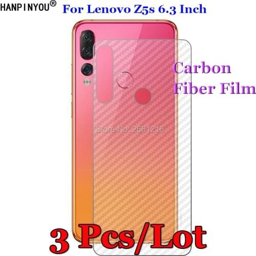 3 Pcs/Lot For Lenovo Z5s 6.3" 3D Non-slip Clear Carbon Fiber Back Film Screen Protector Protective Sticker