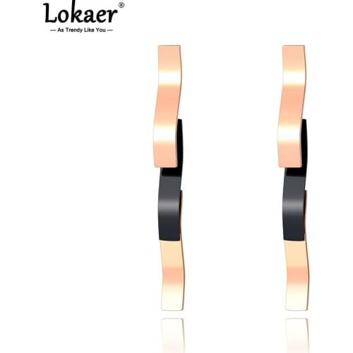 Lokaer Hyperbole Stainless Steel 3Pcs Wavy Geometric Dangle Earrings Bohemia Party Creative Jewelry For Women Kolczyki E21051