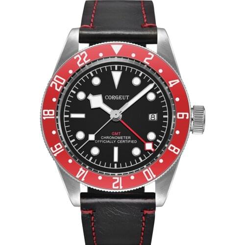 41mm Corgeut Mechanical wristwatches Sapphire glass GMT Automatic Men watch Military Sport calendar Clock