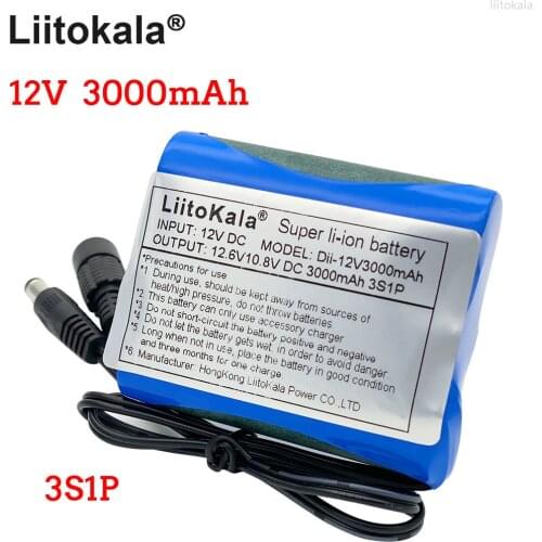 NEW Original Liitokala 18650 12V 3000mAh Li-ion Rechargeable battery pack 12.6V pcb Protection Board for CCTVcamera 3A Batteries