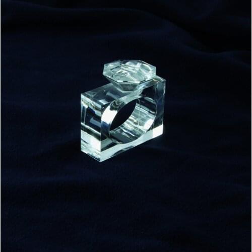 Free shipping clear square acrylic with diamond napkin ring 4pcs