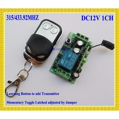 12V 1CH RF wireless remote controller switch system1Receiver /switch &1Transmitter RF Radio Wireless Remote Switch 315/433.92MHZ