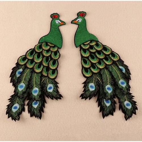 1 pcs Big Size Peacock Sequins Embroidered Patch Badge Sew on Motif Dress Evening wear Bag Applique