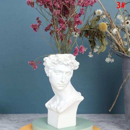 Modern Nordic Style Creative Portrait Vase Human Head Decorative Ornaments Resin David Home Decoration