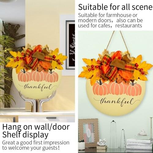 Thanksgiving Wooden Pumpkin Fall Thankful Blessed Hanging Sign Harvest Autumn Halloween Party Home Hanging Wall door Decoration