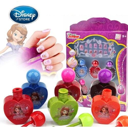 Disney Children Nail Polish Cartoon Princess Sophia Girl Nail Sticker Set Water-Soluble Nail Polish Birthday Party Beauty Toys