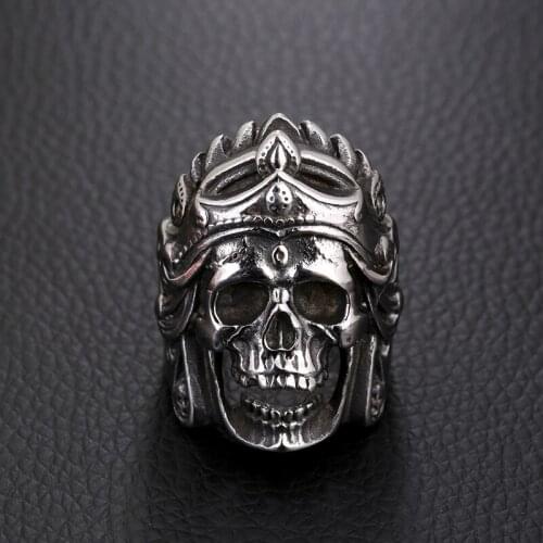 FDLK Mens Vintage Steampunk Carbide Helmet Skull Ring Gothic Rock Biker Ring Mens Fashion Punk Party Jewelry