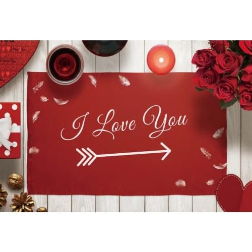 Valentines Day Backdrop Red Rose I LOVE YOU Photography Background Photo Booth Studio Decor