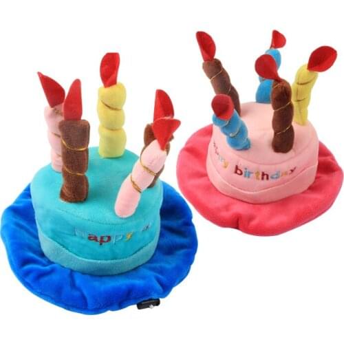Pet toy dog plush cute birthday cake hat pet supplies，Q258