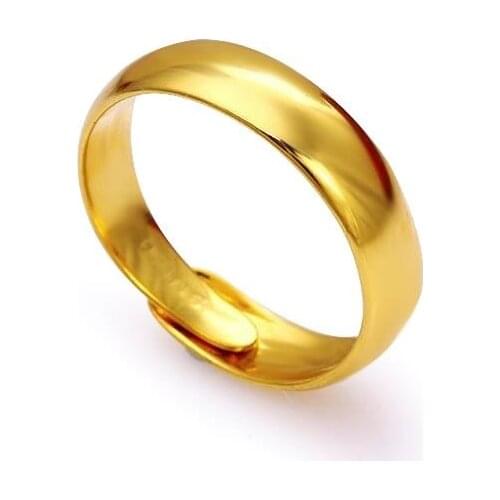 MxGxFam Classic Smooth Rings ( adjusted ) For Women Girl Mother Friends 24 k Pure Gold color Wedding Jewelry Personal Jewelry