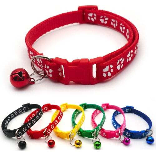 Colorful Pet Necklace Decorative Anti-lost Pet Adjustable Rope Dog Cat Collars Accessories with Bell Drop Shipping