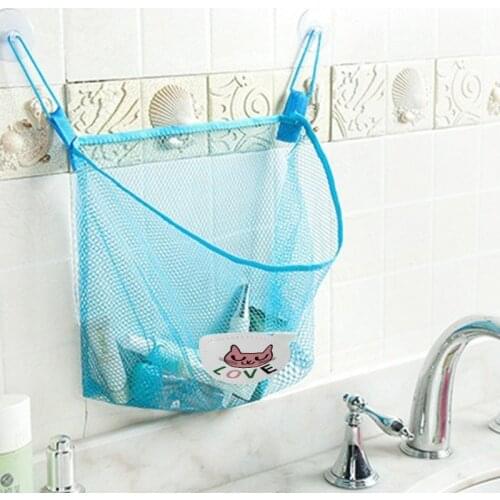 Creative Folding Eco-Friendly 24*33cm Kids Baby Bathroom Mesh Bag Child Bath Toy Storage Bag Organiser Net Suction Baskets