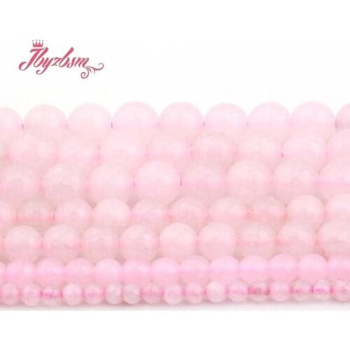 4/6/8/10mm Pink Jades Round Bead Faceted Stone Beads Spacer Loose For DIY Necklace Bracelets Earring Jewelry Making Strand 15"