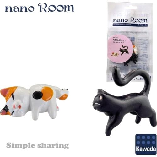 Kawada Nano Room Handmade Miniature Furniture NanoRoom NRS-003 Cat Figures Set DIY Wooden Pet Toy