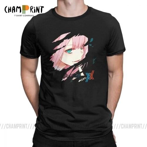 Darling In The Franxx Zero Two Movie Men T Shirt Short Sleeved Clothes Cotton T-Shirt Cool Movie Tees Plus Size Summer Gift Tops